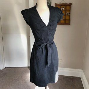 Express Wrap Pin Stripe Cap Sleeve Dress